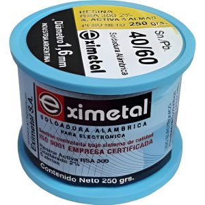 Rollo Estaño Soldadura Alámbrica 40/60 Eximetal 1/4 Kg 1,6mm