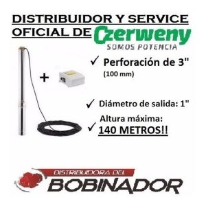 Bomba Sumergible Czerweny 220v 75qjd140 1,5 Hp Con 30m Cable