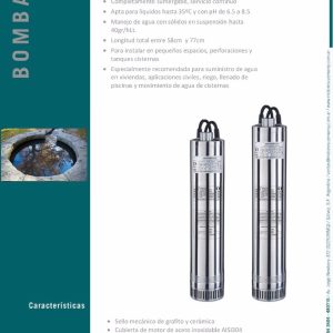 Bomba Sumergible Czerweny 1.5 Hp 220 Pozo 100scm + 35m Cable